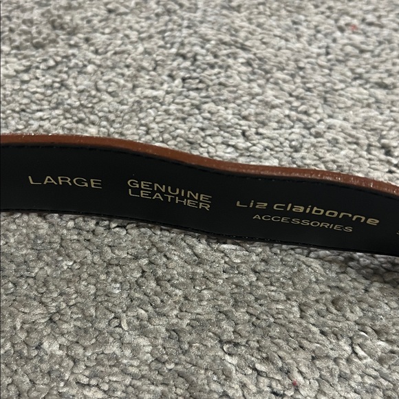 Vintage Liz Claiborne Brown Suede Leather Belt Large | Gold Crest - Picture 2 of 6